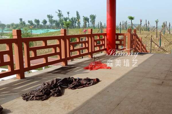 河北省邯鄲地區成安縣縣中醫院護欄仿木案例