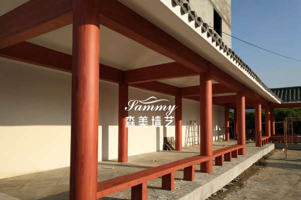 廣州從化區(qū)江浦街道新明村長廊仿木紋漆案例
